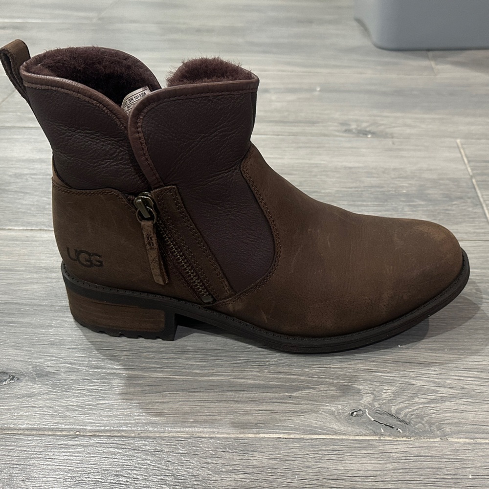 UGG women’s  Dark Brown Leather Ankle Boots